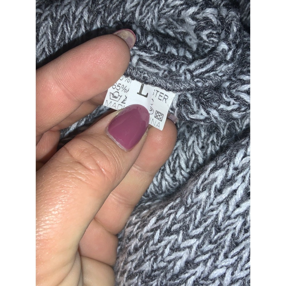 Gray Black‎ Cowl Neck Knit Sweater Dress Ladies Large Acrylic Blend - Picture 2 of 4